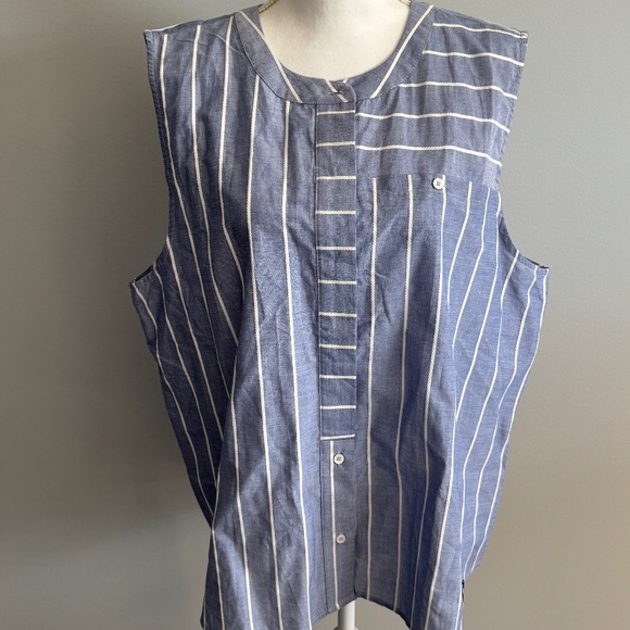 Court & Rowe Stripe Sleeveless Cotton Button-Up Blouse Size XXL (18) - Picture 1 of 6